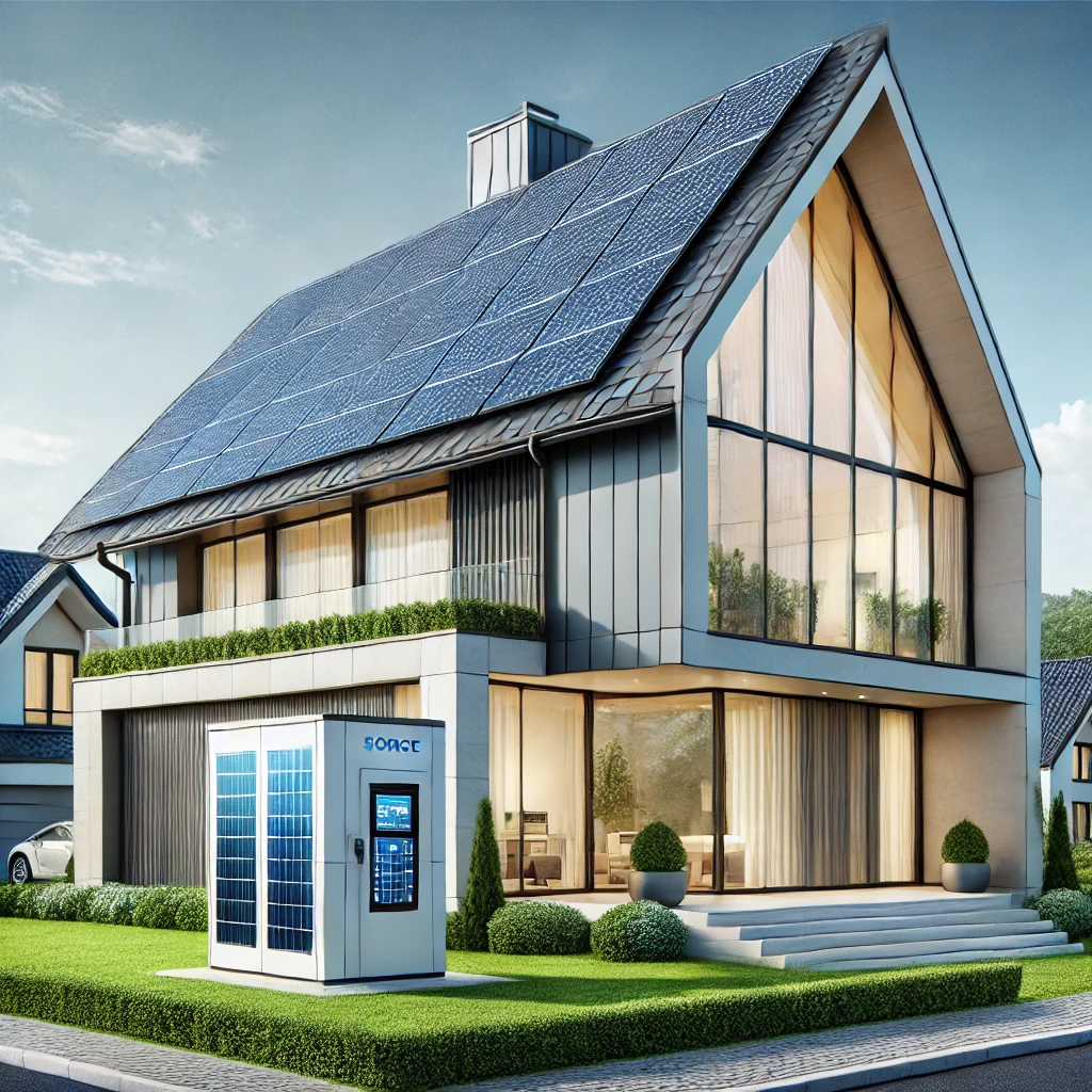 Casa com sistema energético autossuficiente integrando múltiplas tecnologias de geração e armazenamento